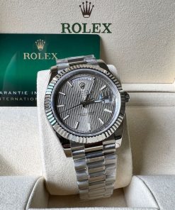 Design Rolex Day-Date 40 White Steel Stripe Dark Rhodium Dial President Watch