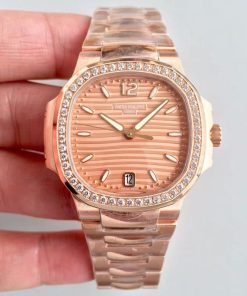 Design Patek Philippe Ladies Nautilus 7118/1200R PF Factory GM Replica Rose Gold Dial