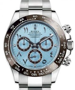 Design Rolex Daytona Platinum Ice Blue Arabic Dial Oyster Bracelet