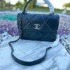 Design CHANEL Lambskin Quilted Small Trendy CC Flap Dual Handle Bag Navy