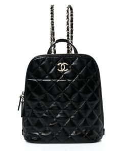 Shiny Calfskin My Pocket Backpack Black