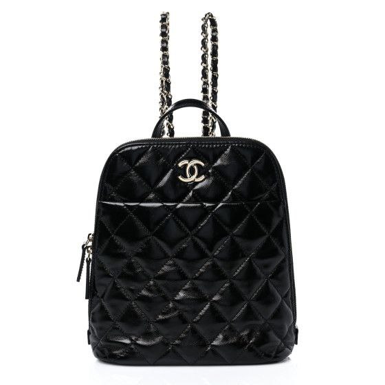 Shiny Calfskin My Pocket Backpack Black