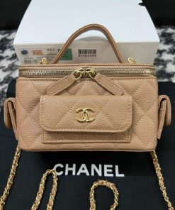 Design Chanel 23k new pocket box bag cowhide apricot color