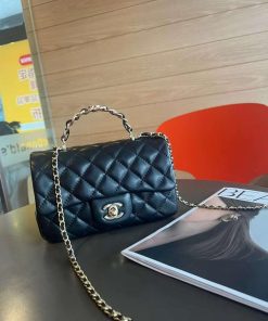 Lambskin Quilted Mini Rectangular Flap