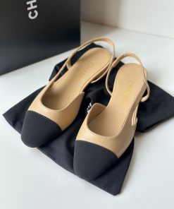 Goatskin Grosgrain Cap Toe CC Slingback Pumps