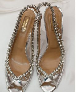 Design AQUAZZURA Temptation embellished Perspex and leather slingback pumps