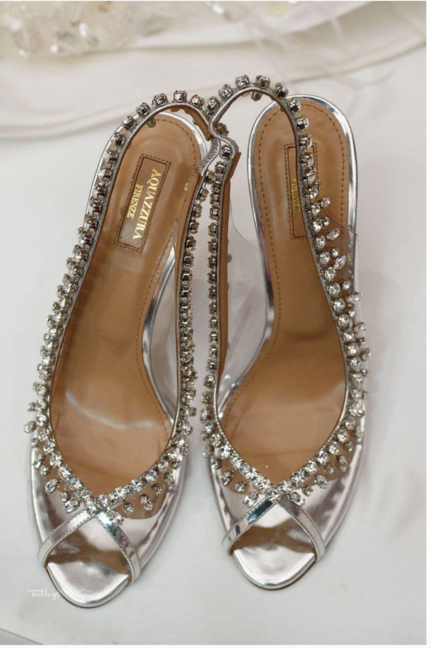 Design AQUAZZURA Temptation embellished Perspex and leather slingback pumps