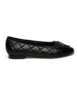Aged Calfskin Quilted CC Cap Toe Ballerina Flats