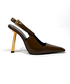 Design LEE GLAZED LEATHER SLINGBACK PUMPS