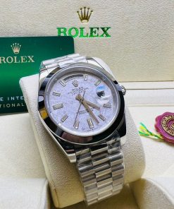 Design ROLEX DAY-DATE PLATINUM 40MM METEORITE BAGUETTE DIAMOND DIAL