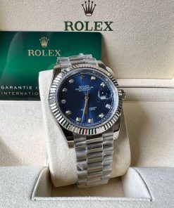 Design Rolex Datejust II DJ2 41mm Oyst Flt SS/SS Blue Diams