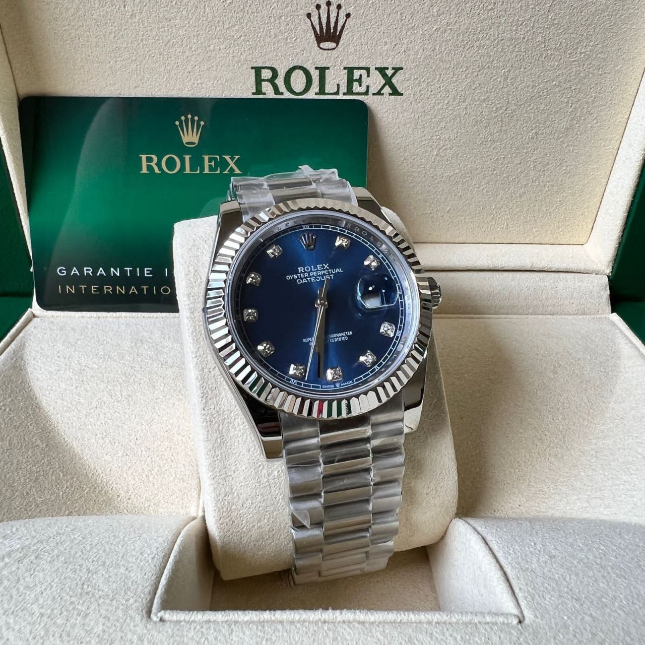 Design Rolex Datejust II DJ2 41mm Oyst Flt SS/SS Blue Diams