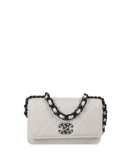 Design Chanel Wallet On Chain 19 Nappa Leather White Hardware Black
