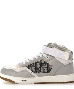 Smooth Calfskin Jacquard Oblique Mens B27 Mid Top Sneakers