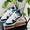 Design B57 MID-TOP SNEAKER Navy Blue and White Smooth Calfskin