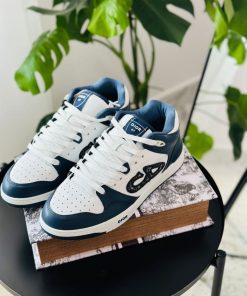 Design B57 MID-TOP SNEAKER Navy Blue and White Smooth Calfskin