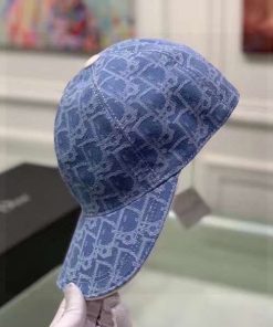 Design Dior Baseball Cap With Blue Embroidery