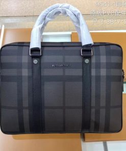 Design Mens Burberry black Leather Briefcase