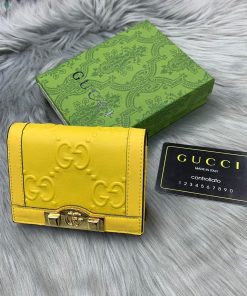 Design GUCCI Gg Embossed Card Case Wallet - Yellow