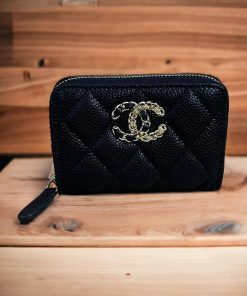 Design CHANEL | Unisex Lambskin Chain Plain Leather Long Wallet