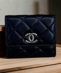 Chanel Black-Quilted Leather Compact wallet