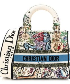 Design CHRISTIAN DIOR Canvas D-Constellation Embroidered Medium Lady D-Lite Latte Multicolor