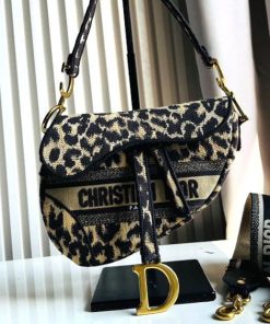 Design CHRISTIAN DIOR Canvas Mizza Embroidered Saddle Bag Beige Multicolor