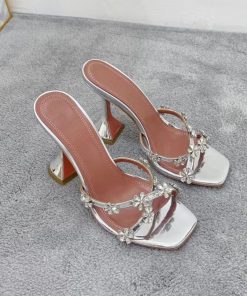 Design Amina Muaddi Black Karma Heeled Sandals