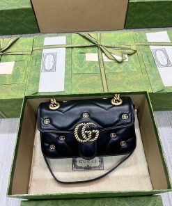 Design Gucci GG Marmont Mini Shoulder Bag Double G Studs White