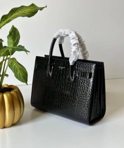 Design Saint Laurent Black Croc Embossed Leather Baby Classic Sac De Jour Tote