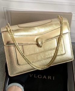 Design BULGARI Metallic Serpenti Forever Shoulder Bag Silver