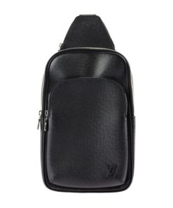 Design Avenue Sling Bag Body Taiga Black Silver Hardware Shoulder