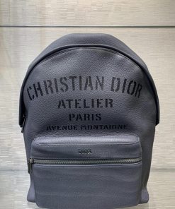 Design CHRISTIAN DIOR Calfskin Atelier Signature Print Backpack Grey