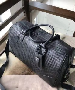 Design Bottega Veneta BLACK ‘Intreciatto’ weave duffel bag
