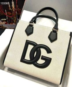 Design Canvas shopper with calfskin nappa details for women