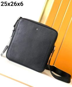 Design Montblanc Black Leather Small Sartorial Messenger Bag for men