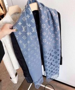 Design Carbon Grey Silk Wool Classique Monogram Shawl