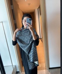 Design Cotton Monogram Bulles Pareo Scarf Navy