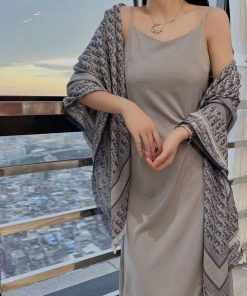 Design Dior Monogram Wool Silk Cotton Logo Knit & Fur Scarves