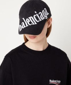 Design Balenciaga Black Diagonal Logo Baseball Cap