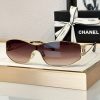 Design Chanel Logo Rhinestone Shield Sunglasses in Gold
