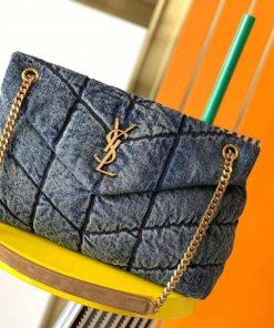 SAINT LAURENT Puffer Small denim shoulder bag