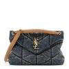 Design SAINT LAURENT Denim Quilted Small Loulou Puffer Monogram Chain Satchel Blue Cinnamon