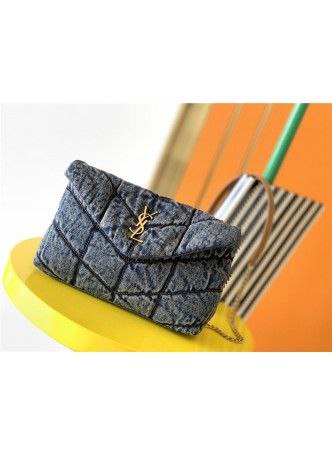 Design LOULOU PUFFER MINI BAG IN QUILTED Denim
