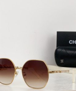 Design Chanel Geometric Metal Frame Sunglasses