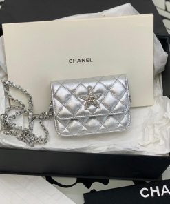 Chanel Mini Matelasse Leather Chain shoulder bag Star Silver Silver Metal fittings