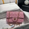 Design CHANEL Tweed Enamel Quilted Pending CC Square Flap Light Purple Pink Red