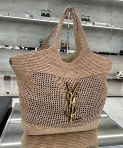 Design YSL RAFFIA LEARE TOTE BAG